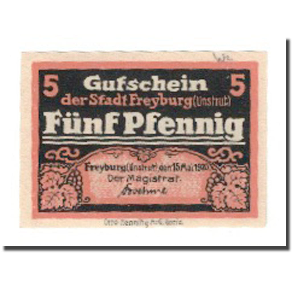 Banknote, Germany, Freyburg a. Unstrut Stadt, 5 Pfennig, Eglise 1, 1920