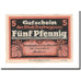 Banknot, Niemcy, Freyburg a. Unstrut Stadt, 5 Pfennig, eglise 2, 1920