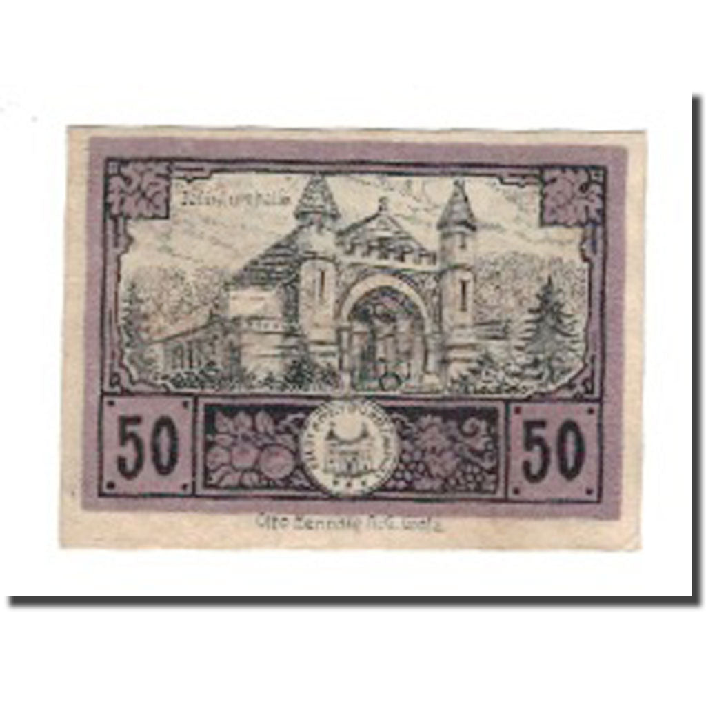 Billet, Allemagne, Freyburg a. Unstrut Stadt, 50 Pfennig, Eglise 5, 1920