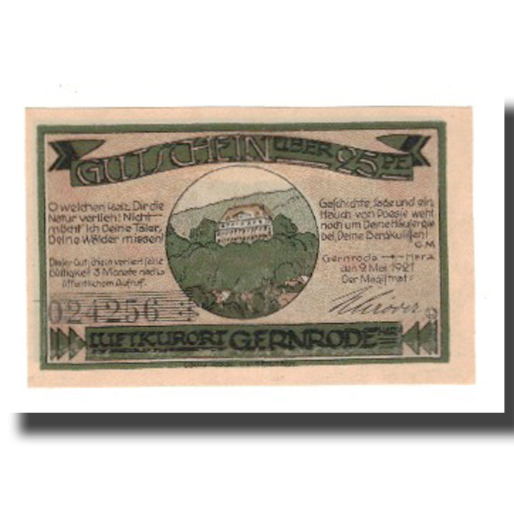 Banknote, Germany, Gernrode a.H. Stadt, 25 Pfennig, paysage 1, 1921, 1921-05-09