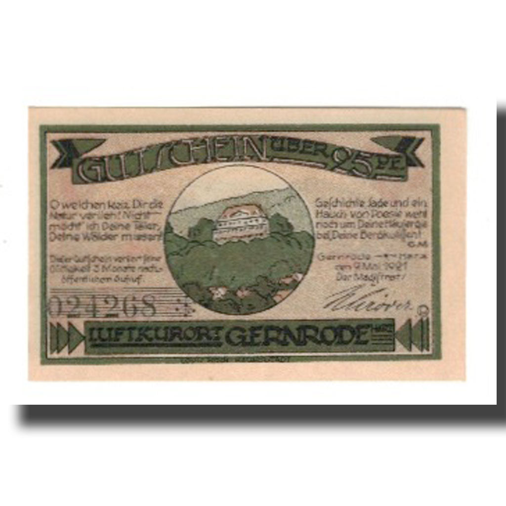 Banconote, Germania, Gernrode a.H. Stadt, 25 Pfennig, paysage 2, 1921