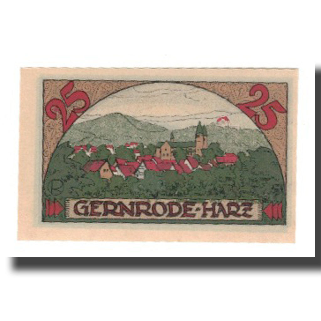 Banconote, Germania, Gernrode a.H. Stadt, 25 Pfennig, paysage 2, 1921