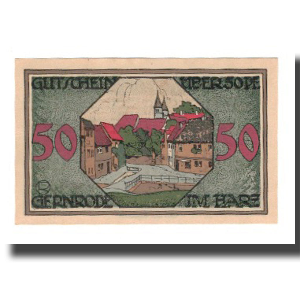Banknote, Germany, Gernrode a.H. Stadt, 50 Pfennig, village 1, 1921, 1921-05-09