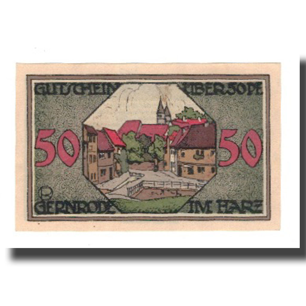 Banknote, Germany, Gernrode a.H. Stadt, 50 Pfennig, Village 3, 1921, 1921-05-09