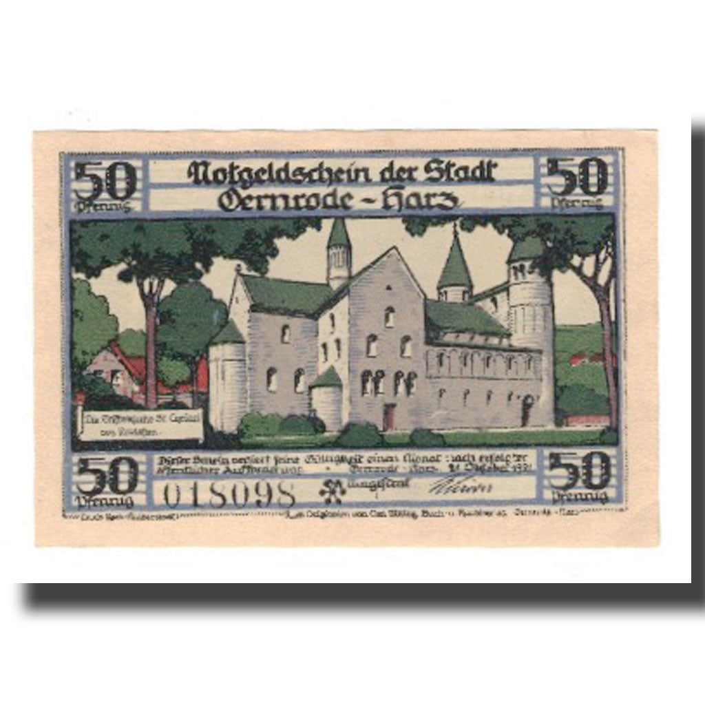 Banconote, Germania, Gernrode a.H. Stadt, 50 Pfennig, personnage 1, 1921