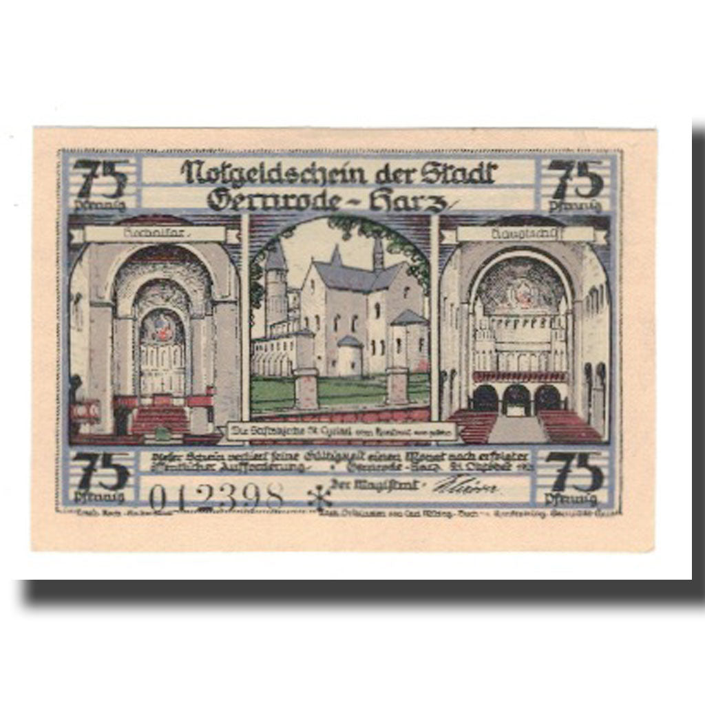 Banconote, Germania, Gernrode a.H. Stadt, 75 Pfennig, personnage, 1921