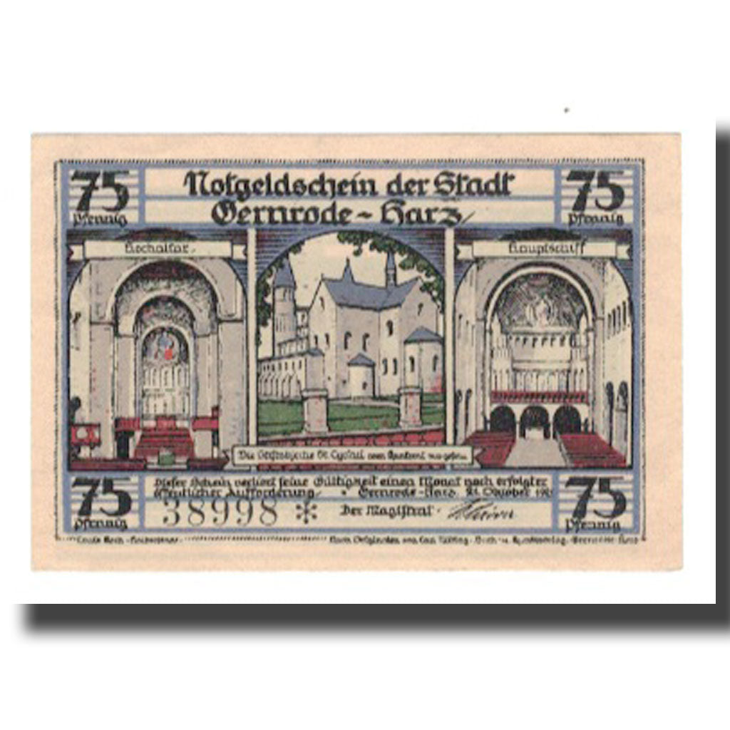 Biljet, Duitsland, Gernrode a.H. Stadt, 75 Pfennig, personnage 2, 1921