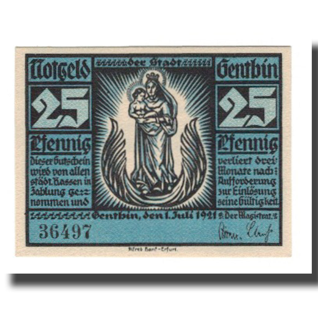 Banconote, Germania, Genthin Stadt, 25 Pfennig, paysage 1, 1921, 1921-07-01