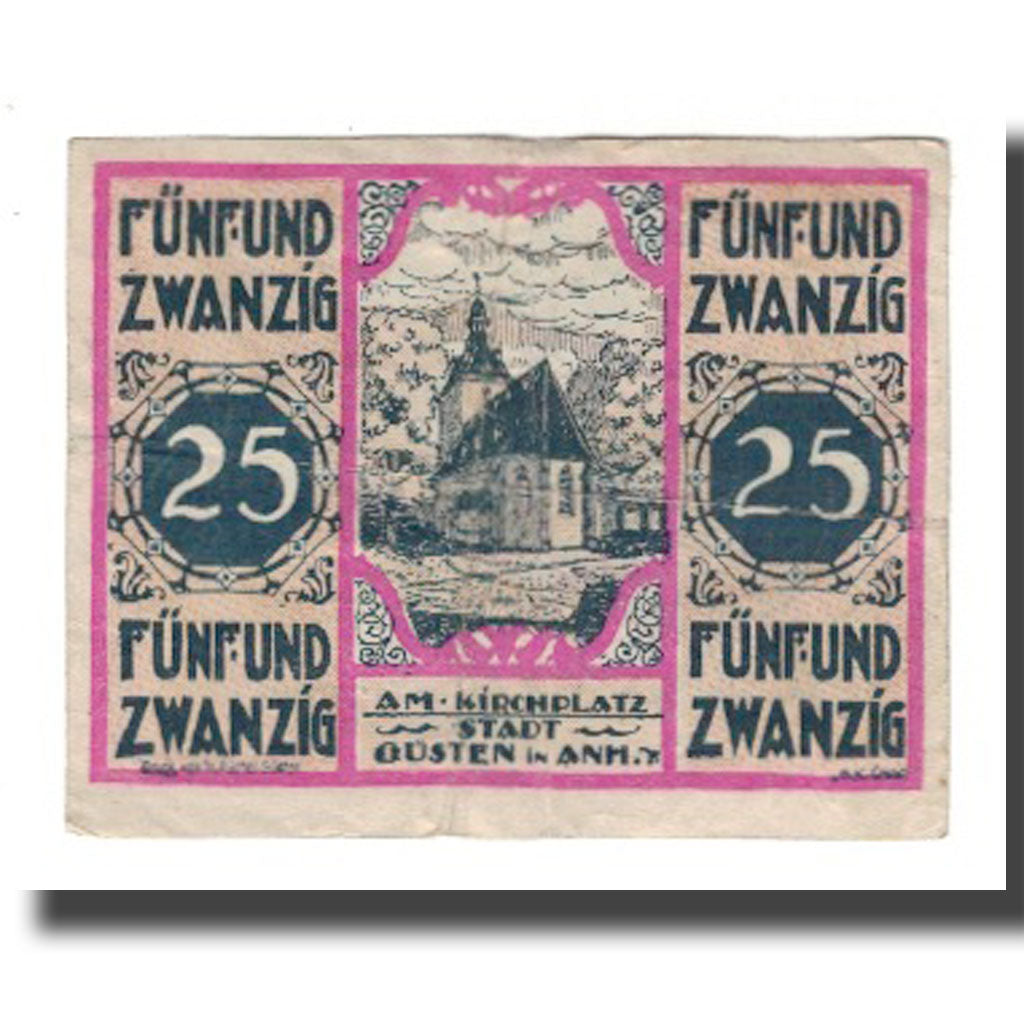 Banconote, Germania, Güsten Stadt, 25 Pfennig, Eglise, 1921, 1921-08-01, BB