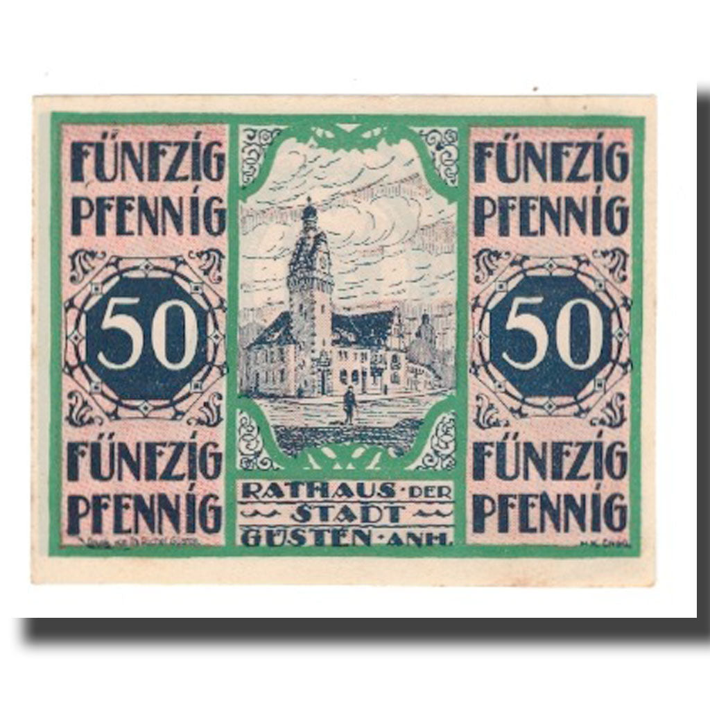 Banconote, Germania, Güsten Stadt, 50 Pfennig, village, 1921, 1921-08-01, SPL-