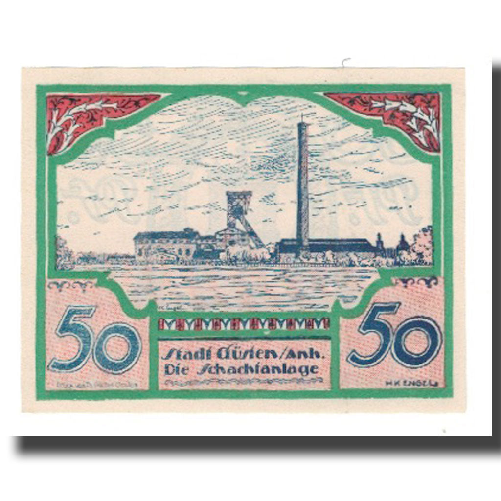 Banconote, Germania, Güsten Stadt, 50 Pfennig, paysage, 1921, 1921-08-01, SPL-