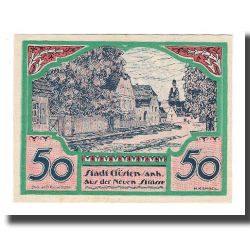 Banknote, Germany, Güsten Stadt, 50 Pfennig, rue, 1921, 1921-08-01, AU(55-58)