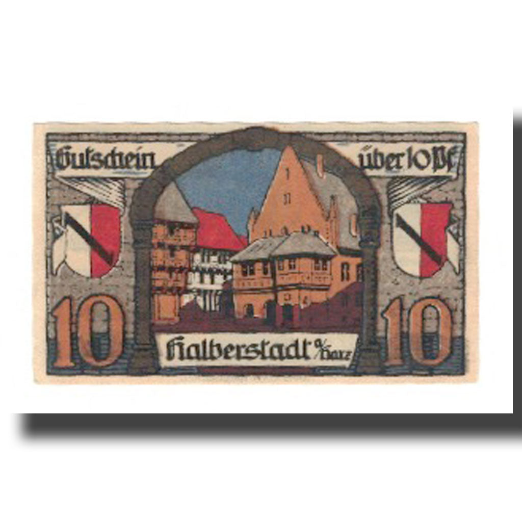 Banconote, Germania, Halberstadt Stadt, 10 Pfennig, village 1, 1920, 1920-11-02