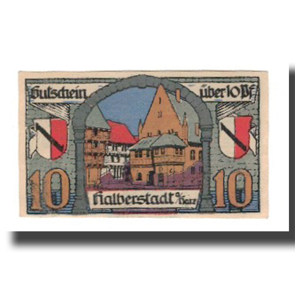 Banconote, Germania, Halberstadt Stadt, 10 Pfennig, village 2, 1920, 1920-11-02