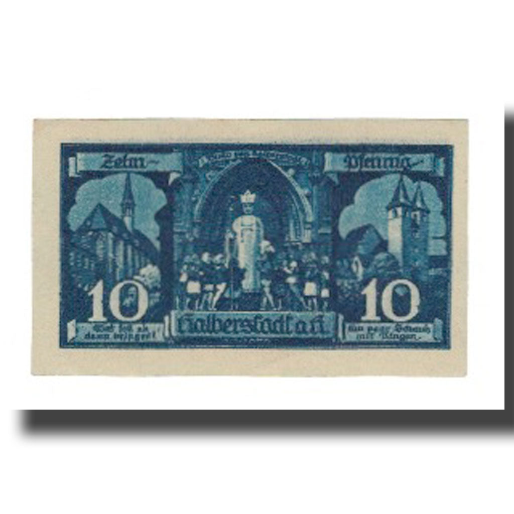 Banconote, Germania, Halberstadt Stadt, 10 Pfennig, personnage, 1921
