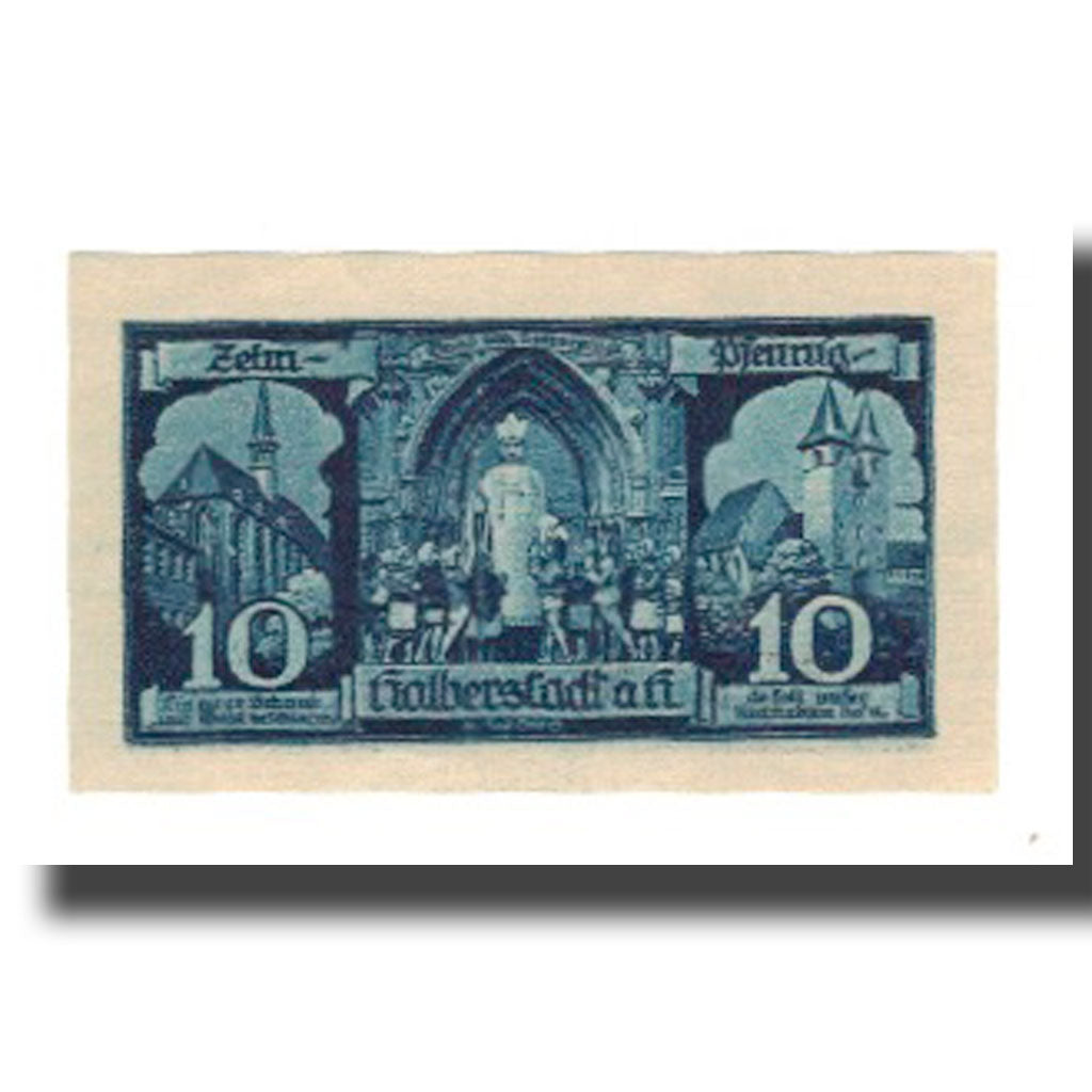Banconote, Germania, Halberstadt Stadt, 10 Pfennig, personnage 1, 1921