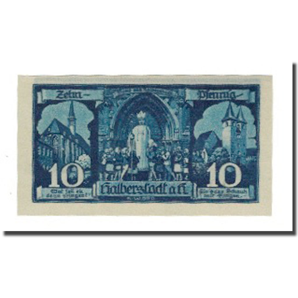 Banconote, Germania, Halberstadt Stadt, 10 Pfennig, personnage 2, 1921