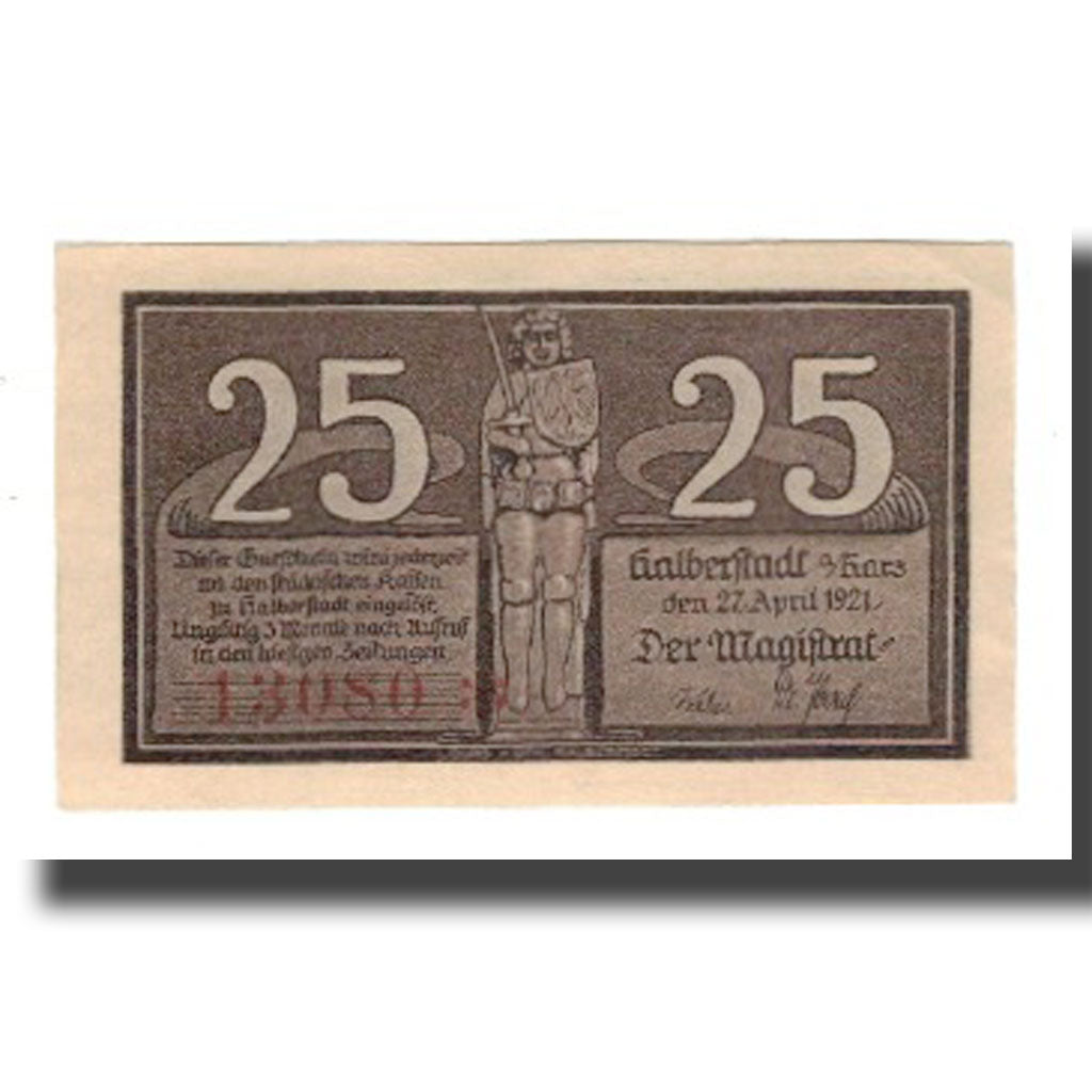 Banknote, Germany, Halberstadt Stadt, 25 Pfennig, personnage 1, 1921
