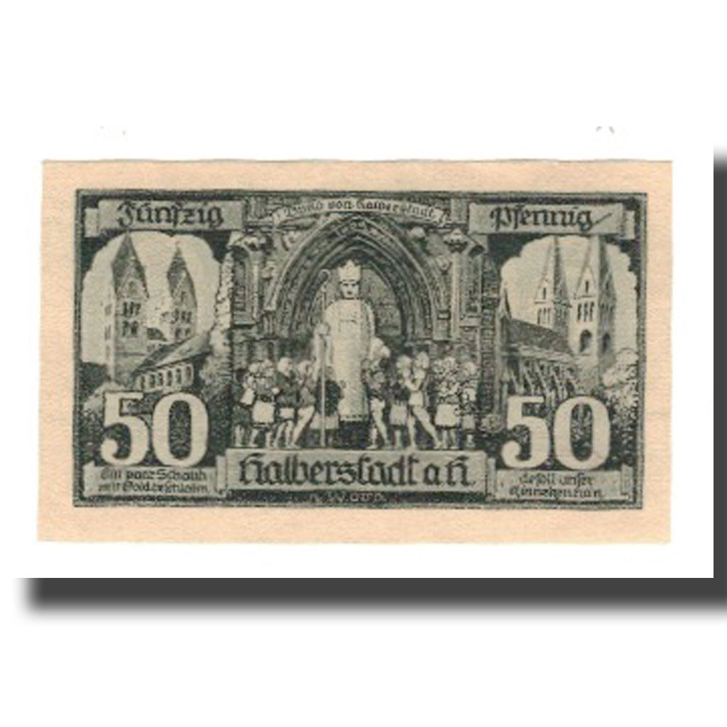 Banconote, Germania, Halberstadt Stadt, 50 Pfennig, personnage, 1921