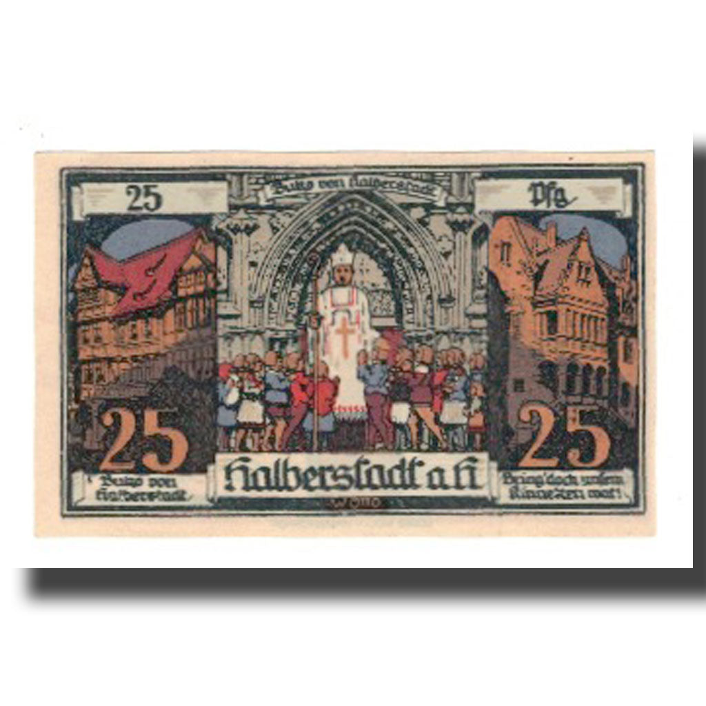 Biljet, Duitsland, Halberstadt Stadt, 25 Pfennig, personnage, 1921, 1921-04-27