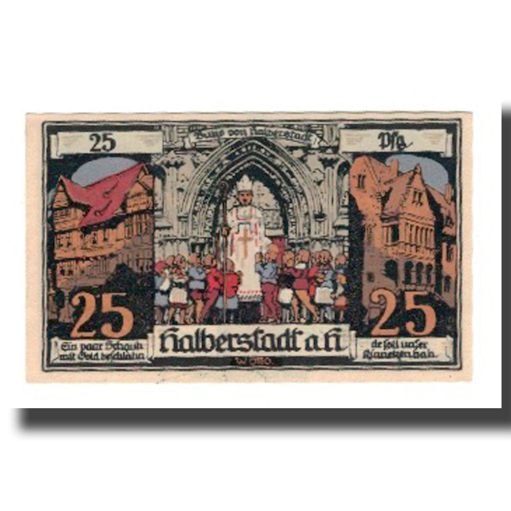 Banconote, Germania, Halberstadt Stadt, 25 Pfennig, personnage 1, 1921