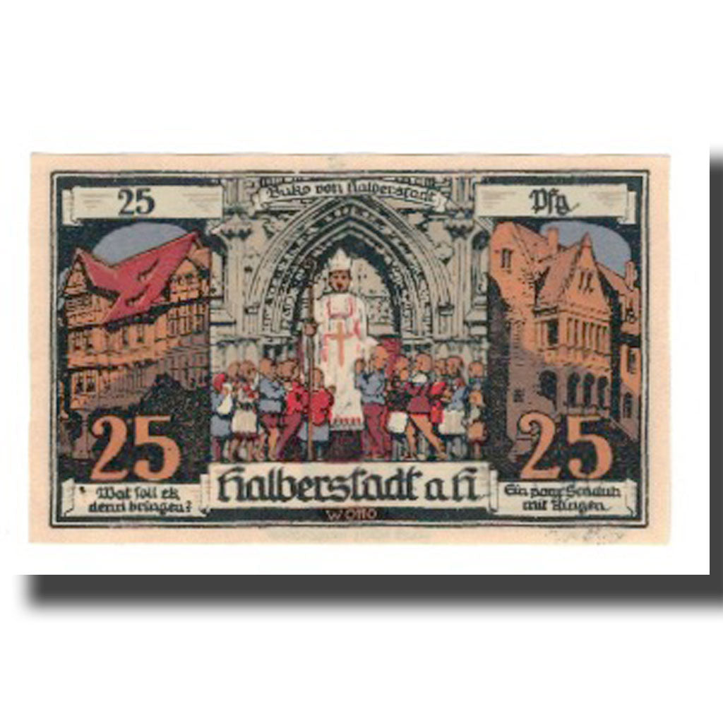 Banconote, Germania, Halberstadt Stadt, 25 Pfennig, personnage 2, 1921