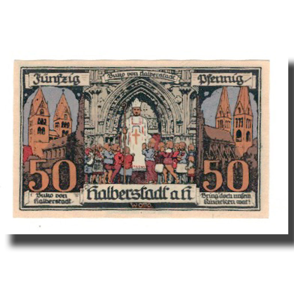 Banconote, Germania, Halberstadt Stadt, 50 Pfennig, personnage 2, 1921