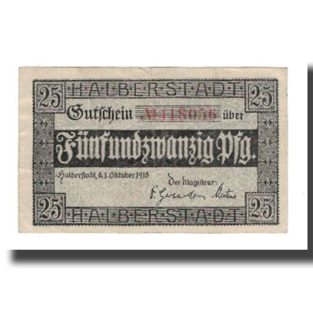Banknote, Germany, Halberstadt Stadt, 25 Pfennig, Texte, 1918, 1918-10-01