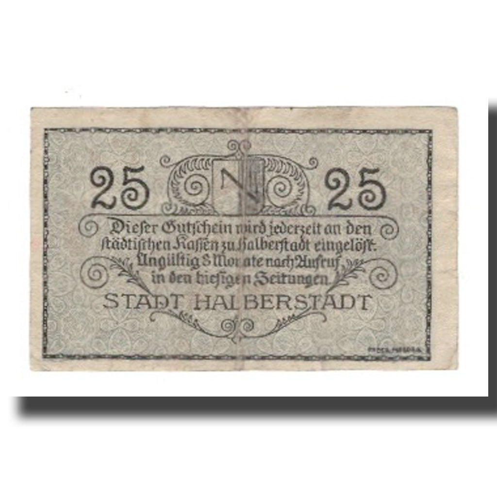 Banknote, Germany, Halberstadt Stadt, 25 Pfennig, Texte, 1918, 1918-10-01