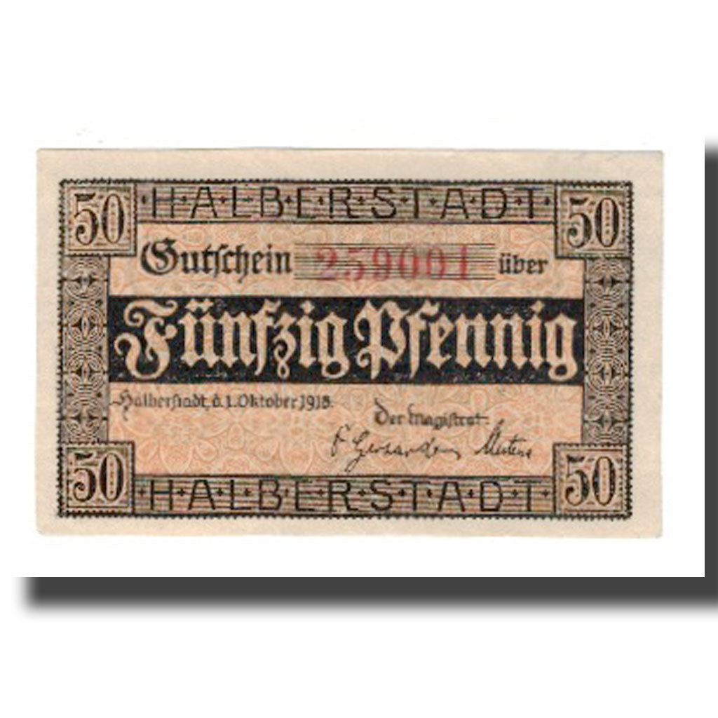Banknote, Germany, Halberstadt Stadt, 50 Pfennig, texte 1, 1918, 1918-10-01