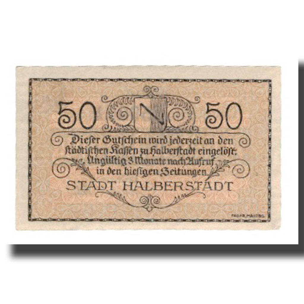 Banknote, Germany, Halberstadt Stadt, 50 Pfennig, texte 1, 1918, 1918-10-01