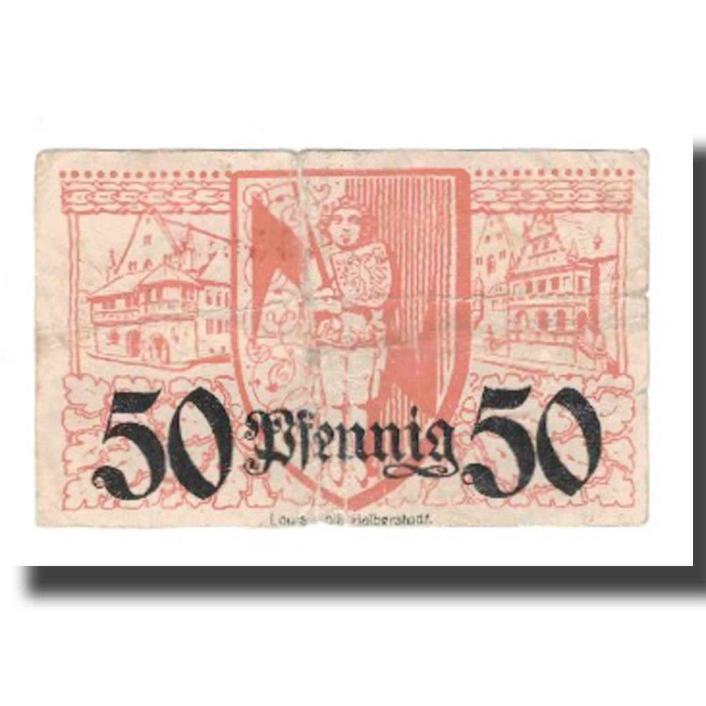 Banconote, Germania, Halberstadt Stadt, 50 Pfennig, personnage 2, 1920