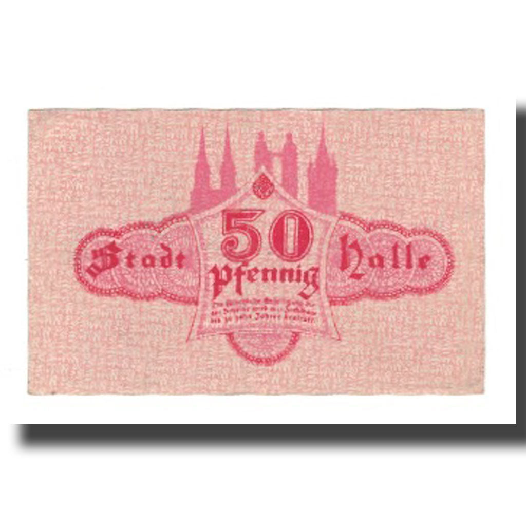 Geldschein, Deutschland, Halle Stadt, 50 Pfennig, valeur faciale, 1917