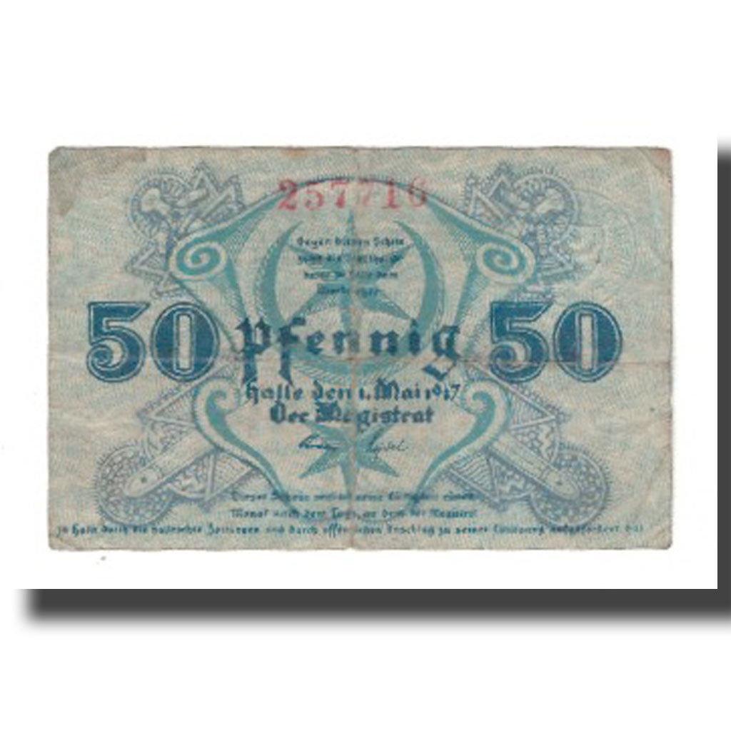 Banknote, Germany, Halle Stadt, 50 Pfennig, valeur faciale, 1917, 1917-05-01