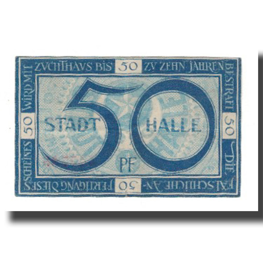Banconote, Germania, Halle Stadt, 50 Pfennig, valeur faciale 1, 1920