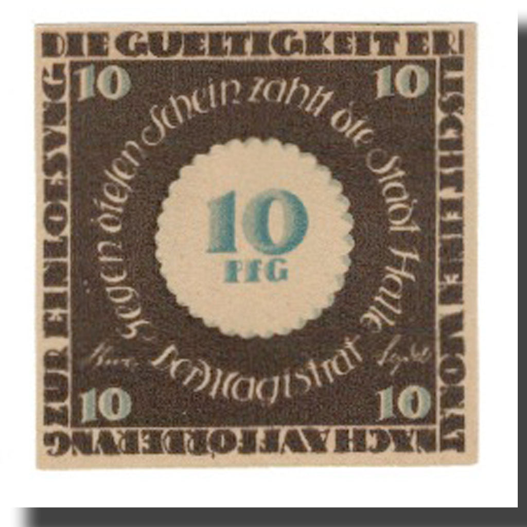 Banknote, Germany, Halle a.d. Saale Stadt, 10 Pfennig, batiment 1, undated