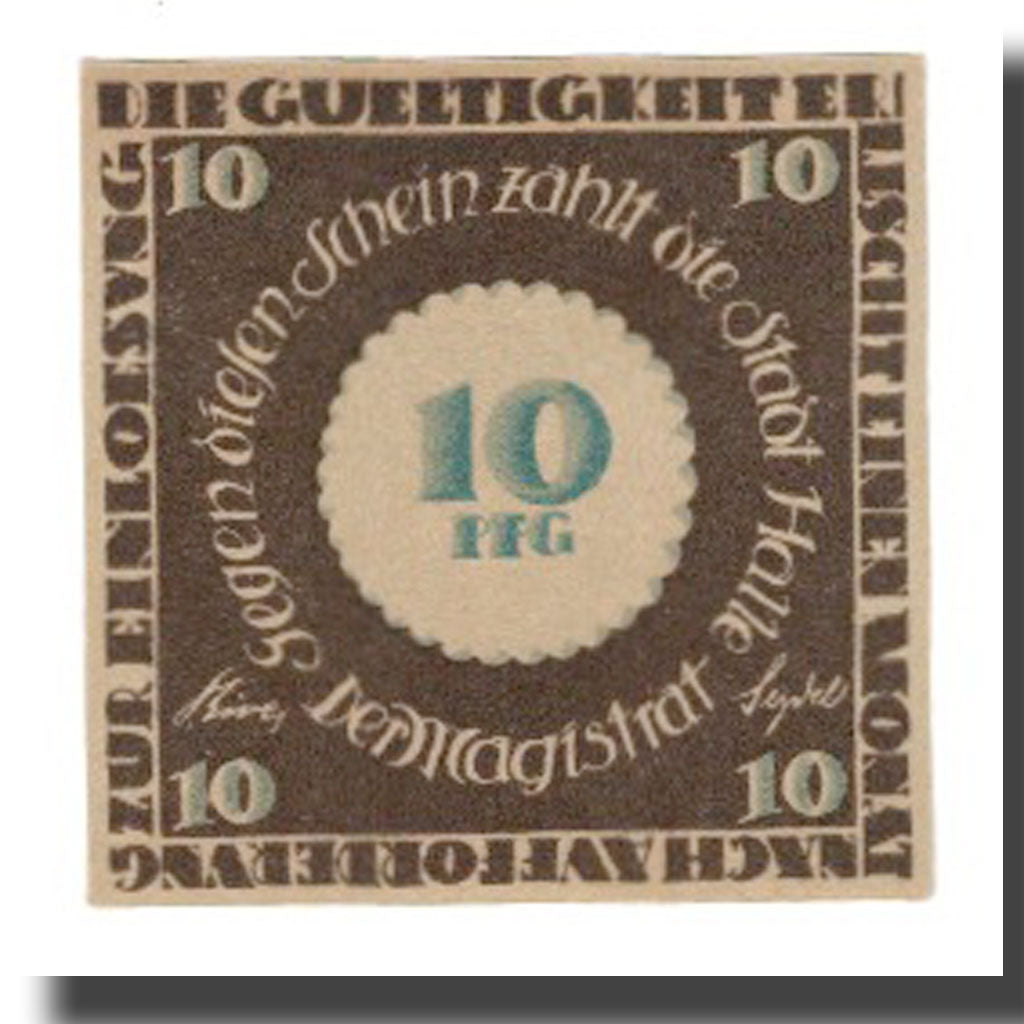 Banknote, Germany, Halle a.d. Saale Stadt, 10 Pfennig, batiment 3, undated