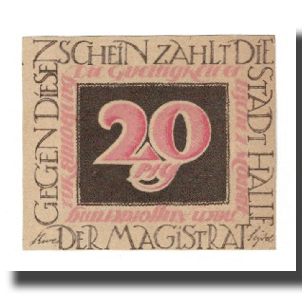 Banknote, Germany, Halle a.d. Saale Stadt, 20 Pfennig, personnage, undated