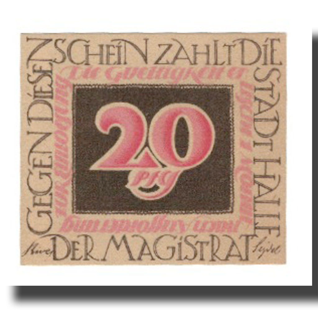 Banknote, Germany, Halle a.d. Saale Stadt, 20 Pfennig, personnage 1, undated