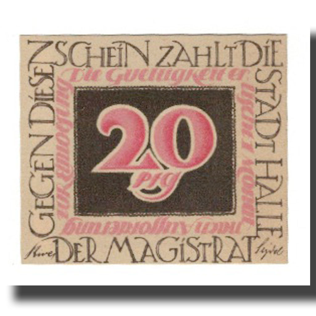 Banknote, Germany, Halle a.d. Saale Stadt, 20 Pfennig, personnage 2, undated