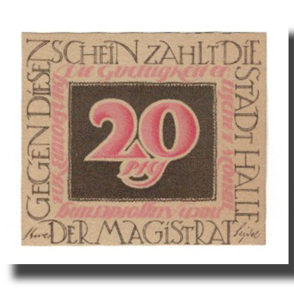 Banconote, Germania, Halle a.d. Saale Stadt, 20 Pfennig, personnage 3, undated
