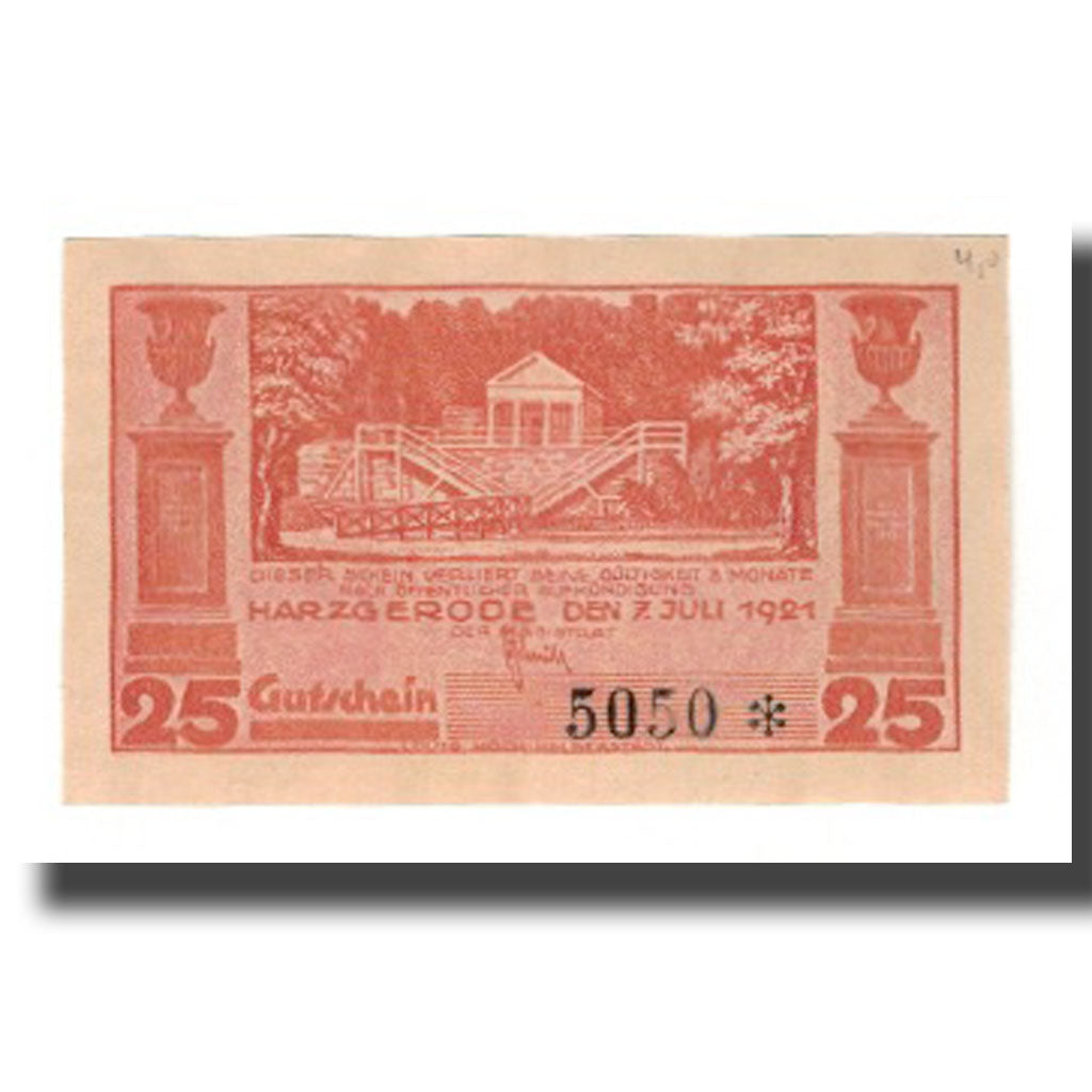 Banconote, Germania, Harzgerode Stadt, 25 Pfennig, paysage, 1921, 1921-07-07