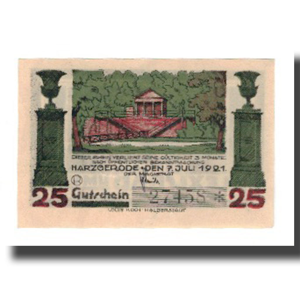Banknote, Germany, Harzgerode Stadt, 25 Pfennig, paysage, 1921, 1921-07-07