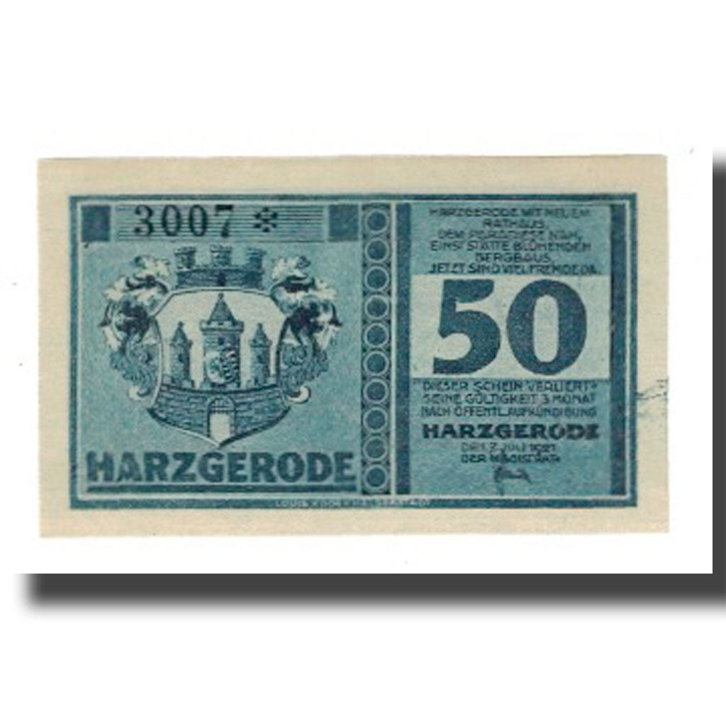 Banknote, Germany, Harzgerode Stadt, 50 Pfennig, village 1, 1921, 1921-07-07