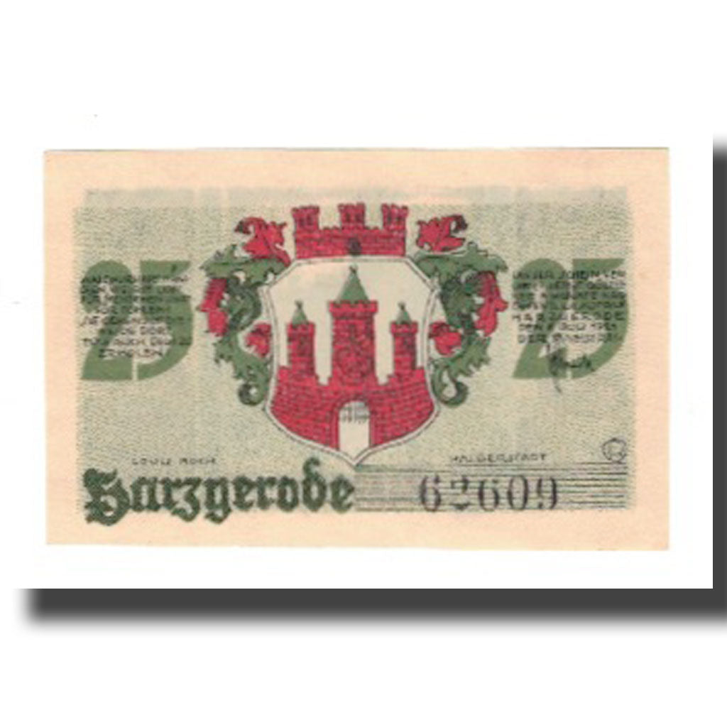 Banconote, Germania, Harzgerode Stadt, 25 Pfennig, champs, 1921, 1921-07-07