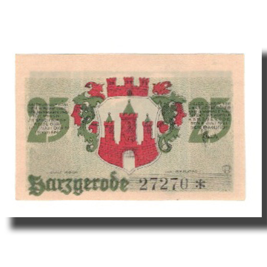 Banconote, Germania, Harzgerode Stadt, 25 Pfennig, champs 2, 1921, 1921-07-07