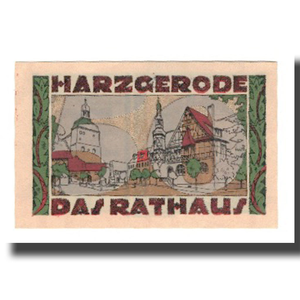 Banconote, Germania, Harzgerode Stadt, 50 Pfennig, village 1, 1921, 1921-07-07