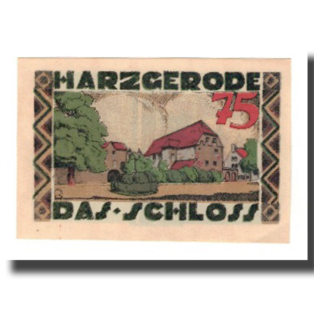 Banconote, Germania, Harzgerode Stadt, 75 Pfennig, village 2, 1921, 1921-07-07