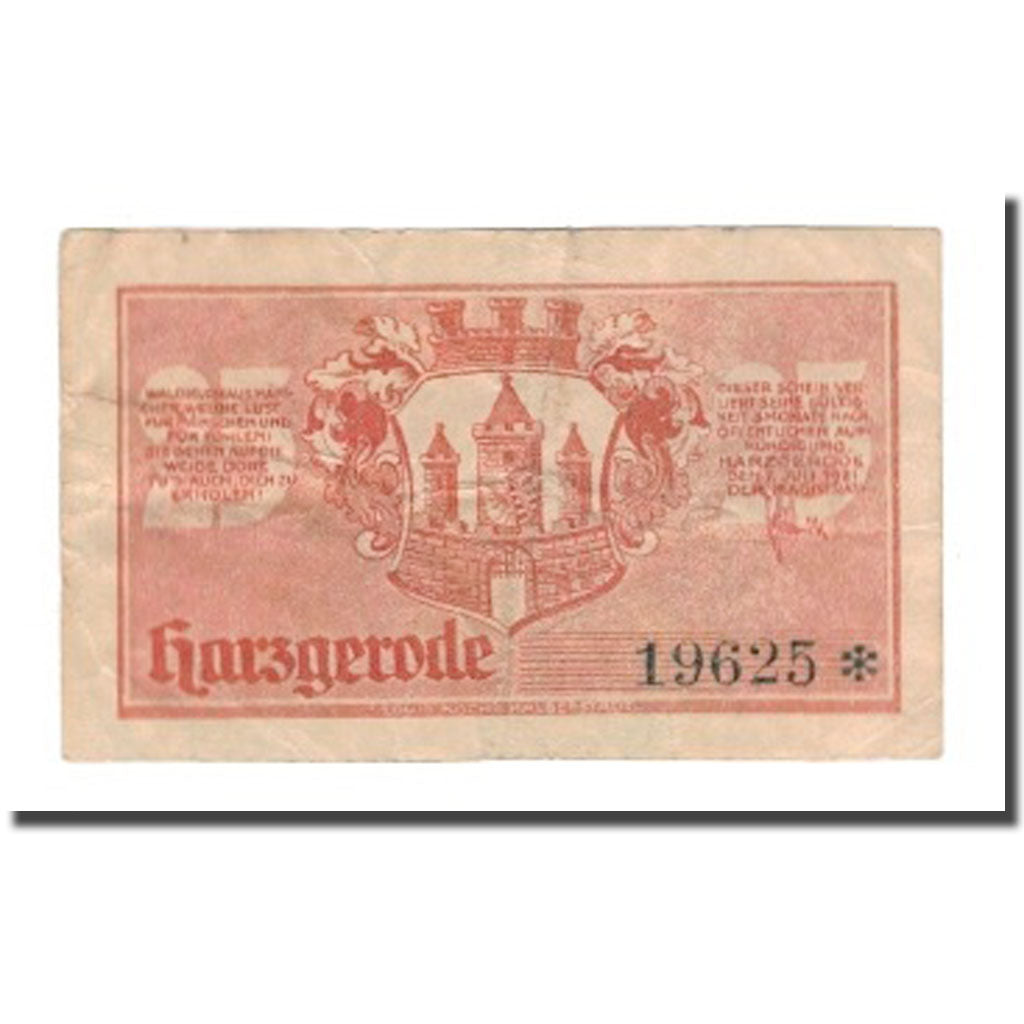 Banknote, Germany, Harzgerode Stadt, 25 Pfennig, champs 1, 1921, 1921-07-07