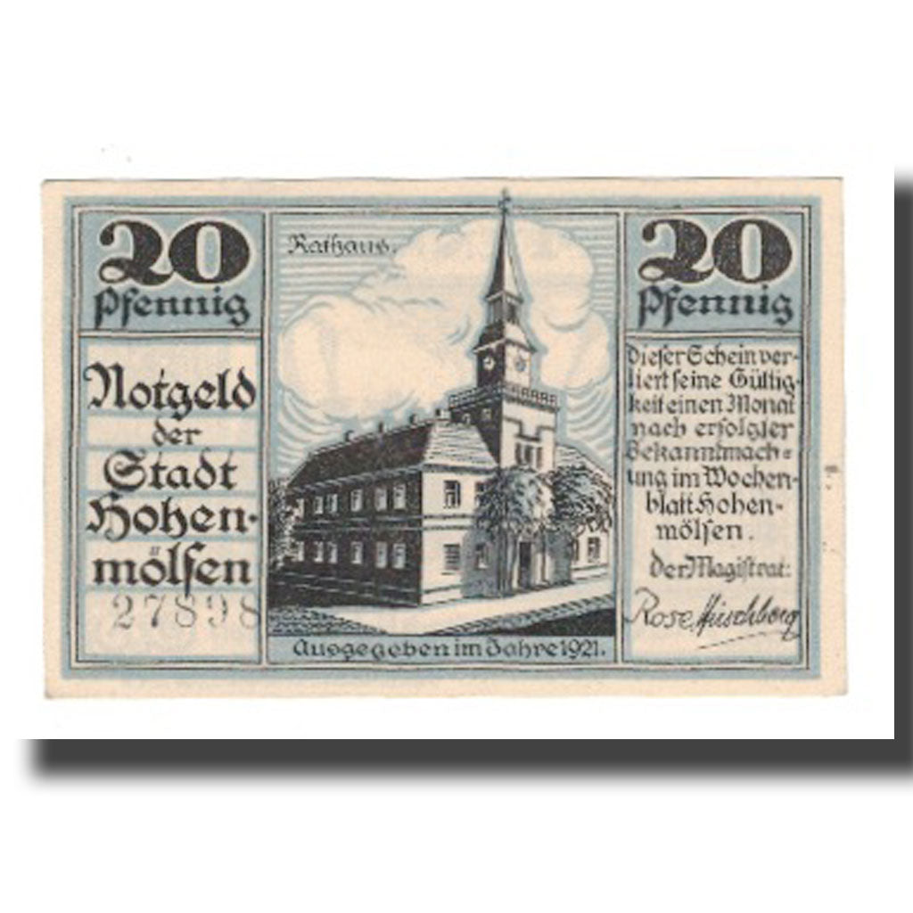 Banconote, Germania, Hohenmölsen Stadt, 20 Pfennig, Animaux, 1921, SPL-